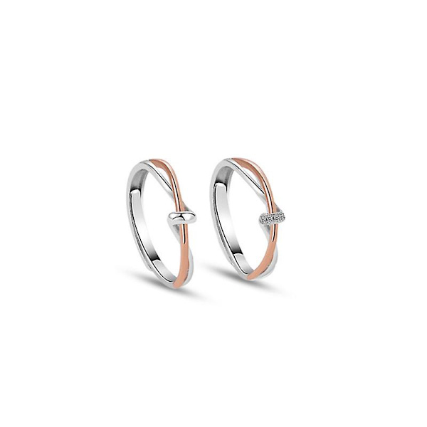 Mote Knutet Zirkon Par Ring Justerbar Ring Smykker