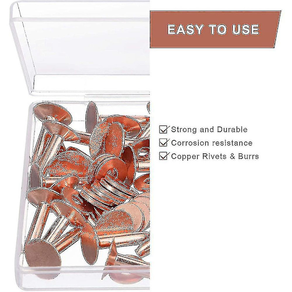 50 set koppar nitar och grader, koppar nitar för läder för bälten plånböcker kragar läder diy cr xi