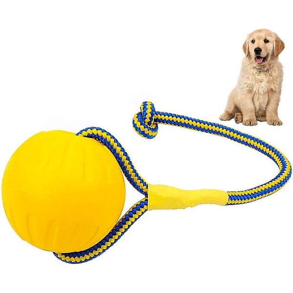 Hundeball, hundetyggeball med tau, hundeinteraktiv ballkaster for lekeøvelser, balldiameter 7 cm