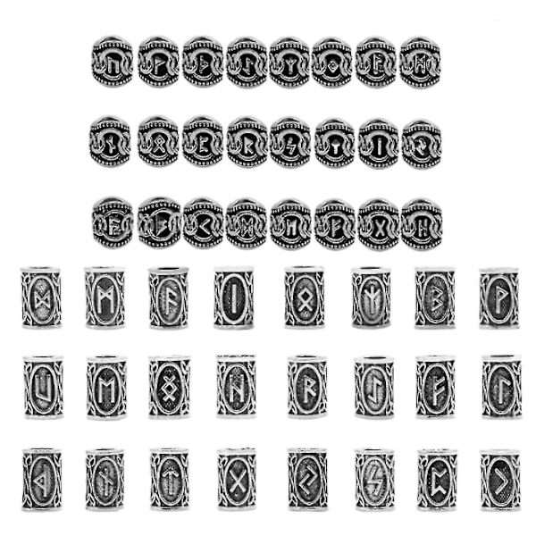 48 st skäggpärlor viking skäggpärlor runhårpärlor flätning skägg charmig exotisk stil dreadlocks tillbehör metall dreadlocks flätning silver DIY