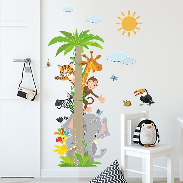 Dyr Coconut Tree Wall Sticker Baby Nursery Gjør-det-selv Barnerom Dekor Cartoon,1 sett