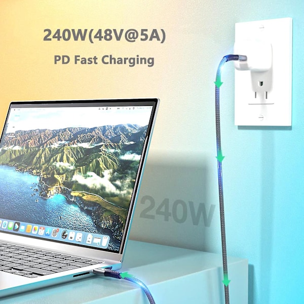 1m latauskaapeli Usb 4.0 Pd 240w, tukee 8k 40gbps punottu yleiskäyttöinen latauskaapeli kannettava Type-c pikalataus datakaapeli puhelinlisävarusteet - Snngv