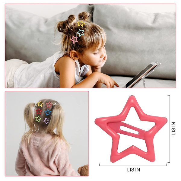 30 st stjärnformade metall hårspännen hårspännen för flickor Non-silp barn blandad färg söta hårtillbehör (star30st)