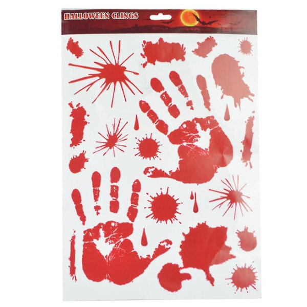 Bloody Footprints Håndavtrykk Stickers Halloween Dekorasjoner Bloody Hand