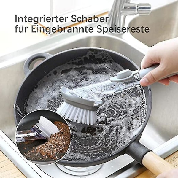 Dual Purpose køkkenrengøringsbørste Svamp Opvaskemaskine Automatisk væskedispenser Gryderengøringsværktøj