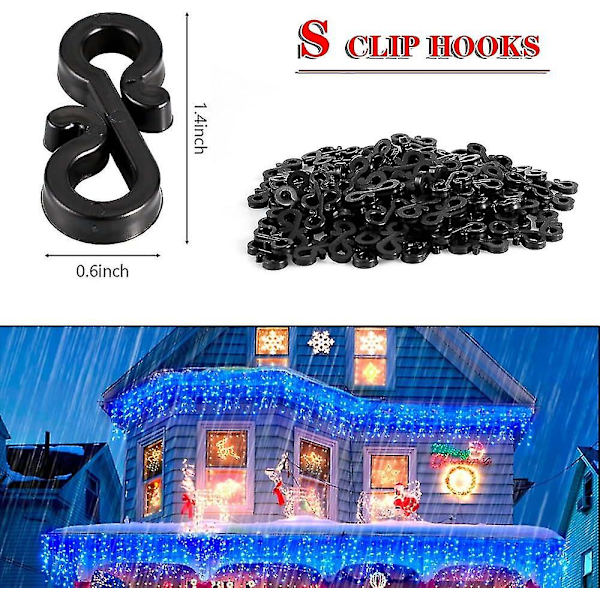 120 st Mini Plastrännor, Utomhus Ljuskrokar Klämmor, S-Klippkrokar På Bröllop Jul Halloween Trädgårdsträd Heminredning, Utomhus Strängljus