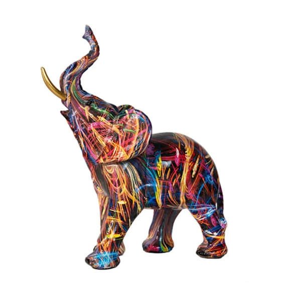 Färgglad konst elefant staty skulptur samlarobjekt modern färgad harts djur skulptur konst staty, (Stil 2)