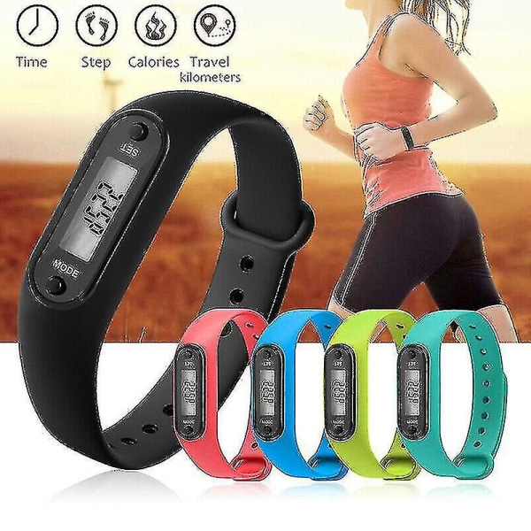 LCD armbåndsur skritteller Digital Sports Step Distance Kalorietellerarmbånd for menn kvinner（Hvit）