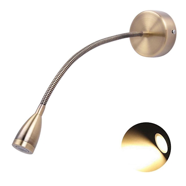 1 st Flexibelt Väggläslampa Sänglampa Med Strömbrytare, Led Sänglampa Spotlight Sovrumslampa Hotellrum Läslampa Rörspotlight, 3w, 3000