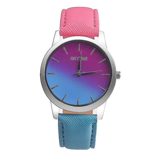 Retro Rainbow Design nahkaranneke Analoginen metalliseos kvartsi watch