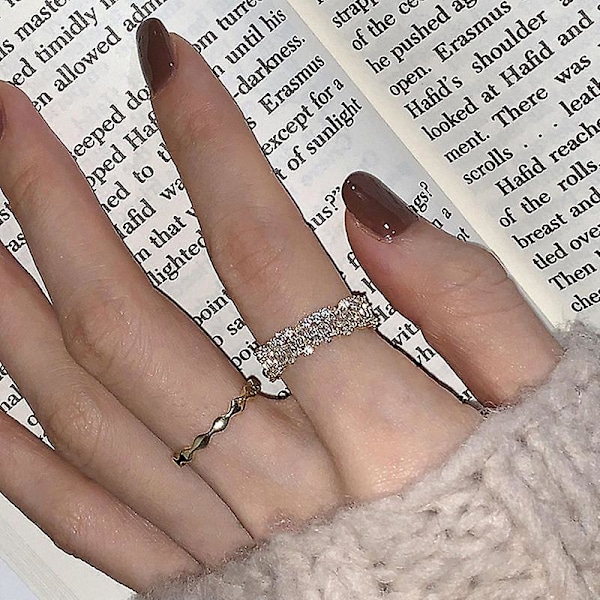 2 stk. Justerbar åben ring til kvinder Zirconia ringe til kvinder piger