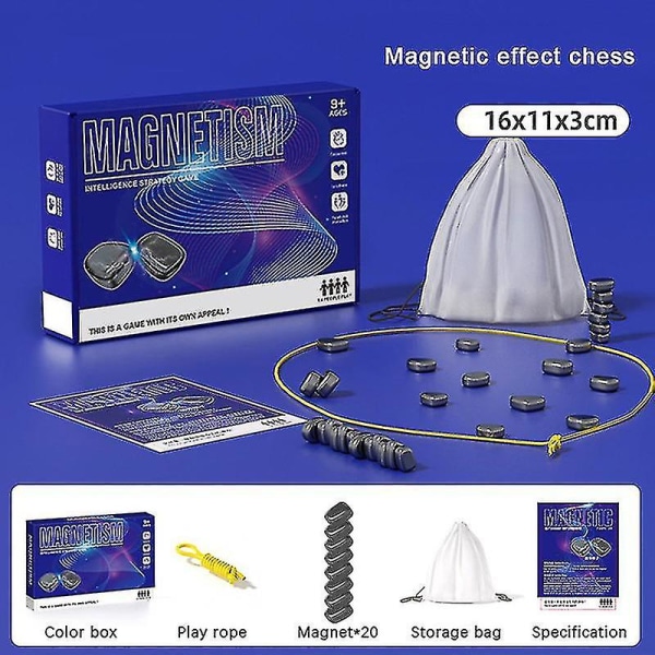 Magnetisk sjakkspill, magnetisk brettspill 2023, morsomt bordmagnetspill med 20 magneter, strategispill for barn og voksne Familiefestspill（B）