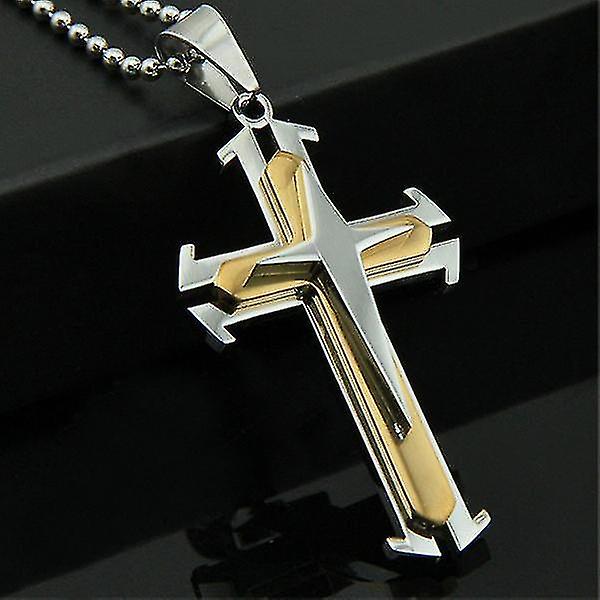 Delikat kristen amulett mäns diamant gratis kors hänge halsband 925 silver halsband 18 k guld halsband