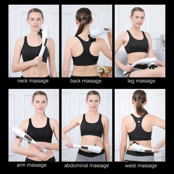 Massageapparat 10 nivåer 12 lägen för helkroppsaxel, nacke, midja och livmoderhals - Snngv（uppladdningsbart，Vit）