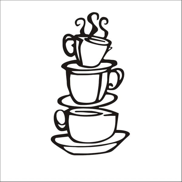 12 tommer kaffevægklistermærker Kaffevægkunstdekaler Coffee Time Decals DIY Aftageligt kaffeskilt Vægdekorationsmærkater med kaffekopper Skilt til kaffe