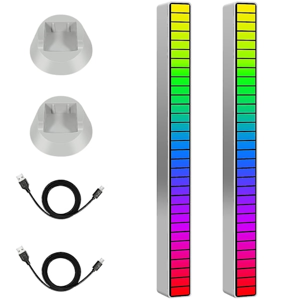 2 stk. Rgb stemmeaktivert opphenting rytmelys, oppladbar Usb lydkontroll omgivelseslys bil rytmelys 32 bit musikk