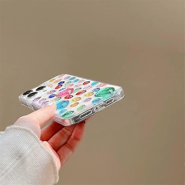 iPhone 14 Pro Max-fodral med färgade diamanter 5D Twinkle Glitter Spark Lyxig Girly Estetisk Personlig Design för Kvinnor