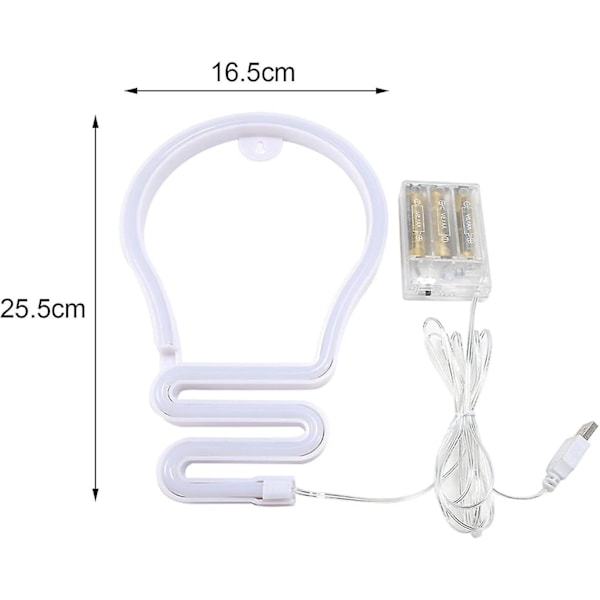 Glödlampformade Neonljus för Sovrumsväggsskylt, Batteri- eller USB-driven Sval LED Neonljusskylt Dekoration, Neonljus för Väggdekoration, LED-skylt för Barnrum