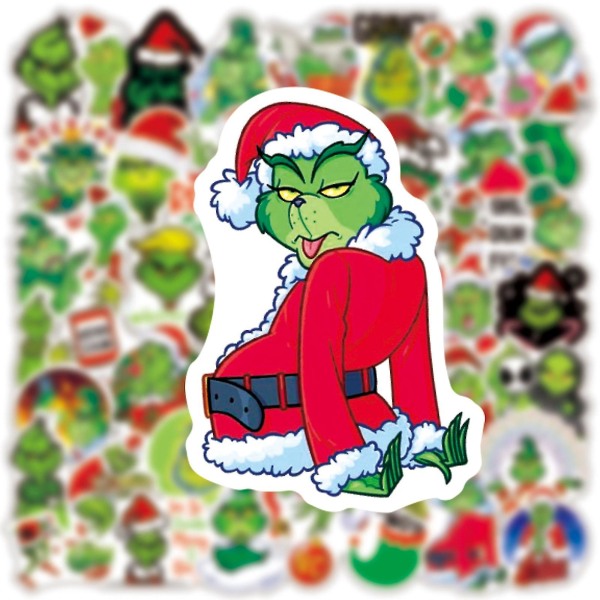 2024,ghyt Grinch jouluaiheiset tarrat | 50 kpl | Vedenpitävät vinyylitarrat kannettavalle tietokoneelle, rullalaudalle, vesipulloille, tietokoneelle, puhelimelle, kitaralle, anime Grinch -tarra