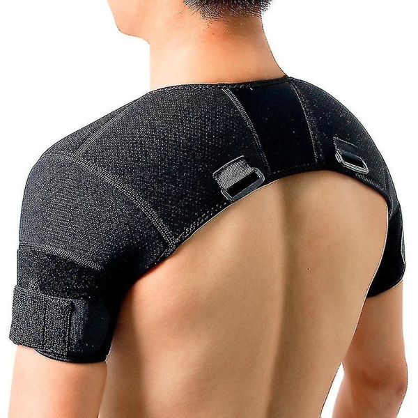 Svart dobbel skulderomslagsskinne Rotatormansjett Arm Smertelindring Varmterapi For menn og kvinner Fleksibel Xl