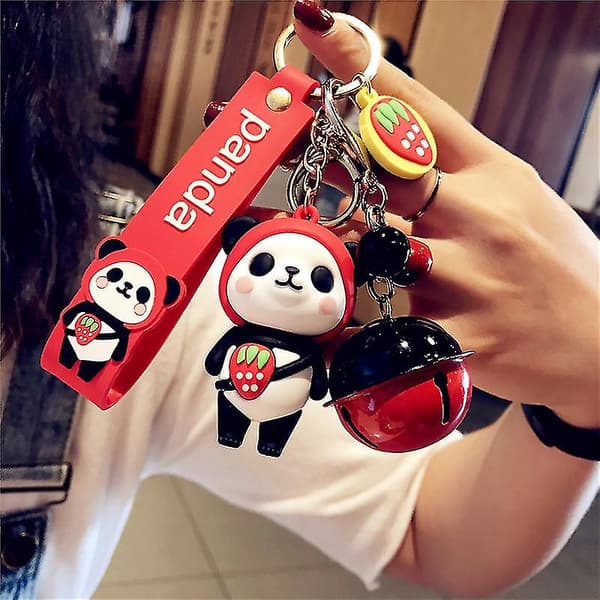 Söt skolväska nyckelring hänge panda docka