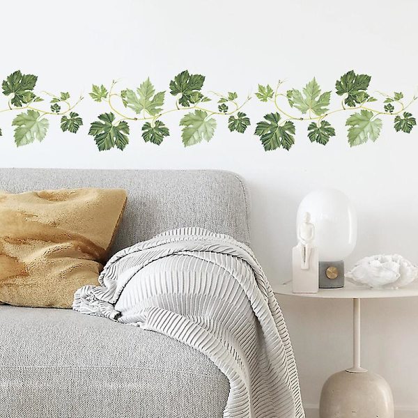 Gren Gren Blad Vægklistermærke Hvid Blomst Blomster Vægklistermærker Soveværelse Stue TV Vægkunst Hjem Indretning