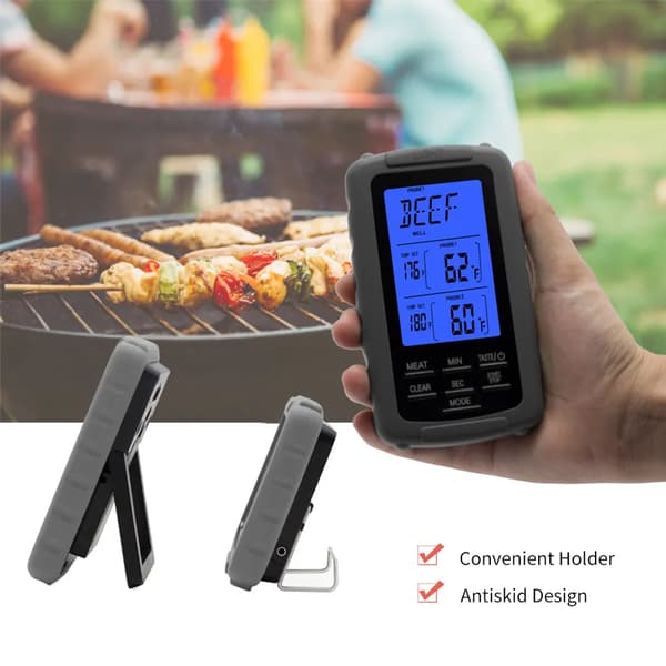 2PCS Trådlös Kötttermometer Mat Grill Termometer BBQ Grill Röktermometer Spis Digital Termometer med Dubbel Sond