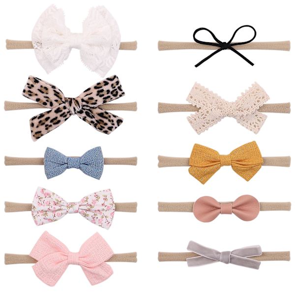 Baby Girls Hovedbånd Og Sløjfer Hårbånd Bløde Nylon Elastikker Håndlavede