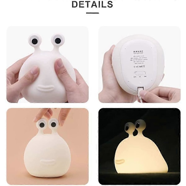 Ipalmay Hemma Nattlampor för Barn USB Laddningsbara Lampor, ABS+PC Sänglampa för Amning, Touchkontroll & Timerinställning, Vit