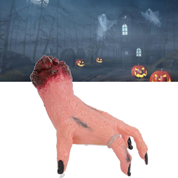 Krypande hand Halloween automatisk krypning batteridriven naturtrogen ljusgul hudfärg läskig rörlig hand för kostymfest