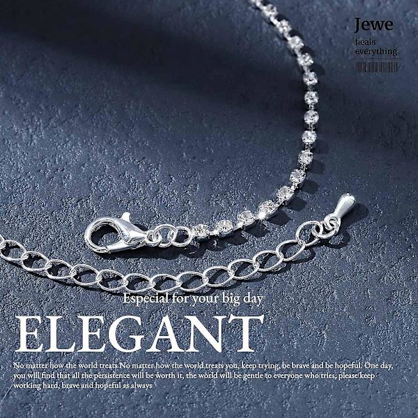 Wabjtam Bröllop Halsband Örhängen Set Silver Rhinestone Brud Choker Halsband Tårar Örhänge Kristall Dam Smyckeset Prom Fest Kropp