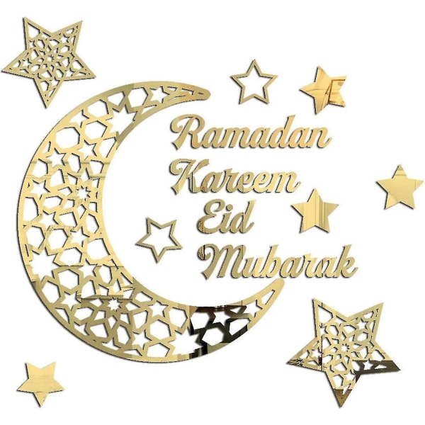 Ramadan Kareem Seinäkoristelu Eid Akryyli Kulta Kuu Tähdet ja kirjaimet Itseliimautuvat tarrat Islamic Eid Mubarak Ramadan Holiday Party Sisustus