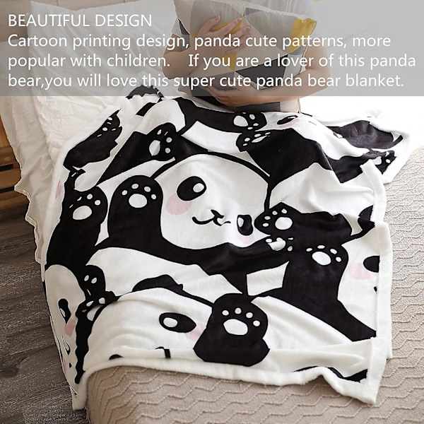 Panda Filt Sherpa Fleece Filt Tecknad Panda Mönster Lättviktig Filt För Säng Soffa Resor Barn Tonåringar Födelsedagspresenter (127 cm X 152 cm) (panda 7)