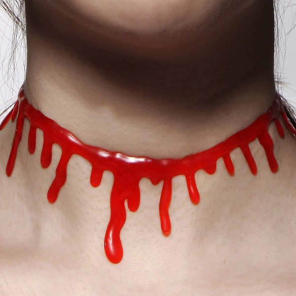 Ghyt dryppende blod Halloween fest choker halskæde Vampyr kostume tilbehør