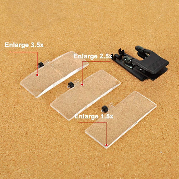Läsglasögon (storlek: 8,5 x 3 cm), Hands-Free Clip-on-lupp, Clip-On, på glasögon, för äldre med nedsatt syn