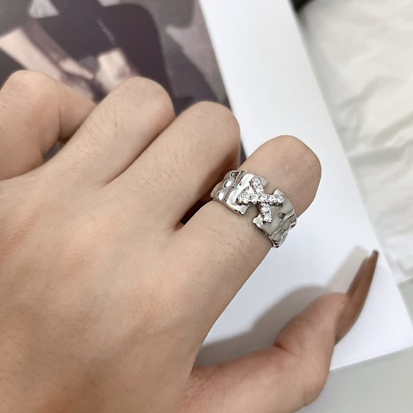 3 stk. Ringe med kubisk zirkonia, titaniumstål, enkel og elegant