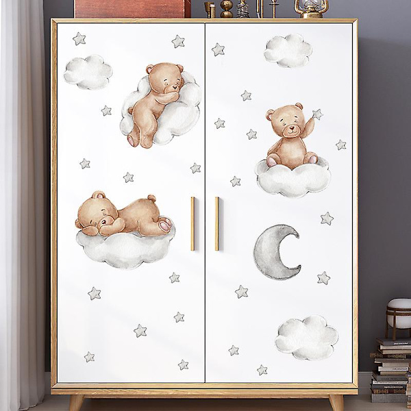 WABJTAMCartoon Animal Stickers Lovely Bear Star Moon Wall Stickers