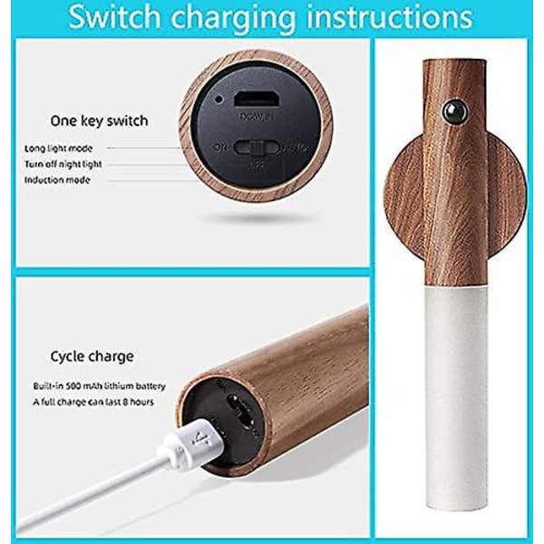 USB-opladning Smart Body, Bevægelsessensor Natlys, Intelligent Natlys Tre Tilstande, Gangvæg Induktionslampe Soveværelse Gang Trappe Garderobe