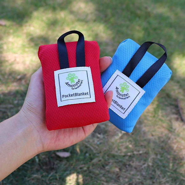 Mini fickpicknickfilt hopfällbar strandpicknickmatta vattentät nylonmatta vandringsrese strandfilt campingtillbehör（blå）