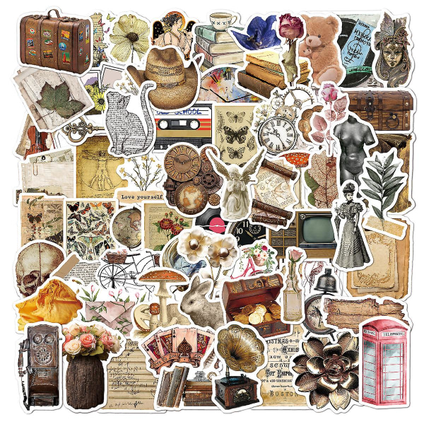 WABJTAM 100 PCS Retro Klistremerker Pakke, Vinyl Vanntett Klistremerker for Bærbar PC, Skateboard, Vannflasker, Datamaskin, Telefon, Gitar, VSCO Klistremerker for Voksne, Perfekt