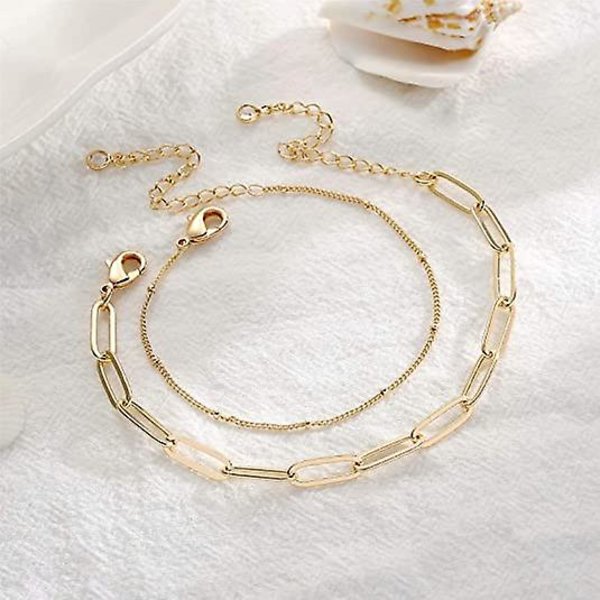 WABJTAM Delikat Guld Armbånd til Kvinder, 14K Guldbelagt Justerbar Lagdelt Armbånd Sød Ondt Øje Oval Kæde Perle Strimmel Skildpadde Guld Armbånd til Kvinder