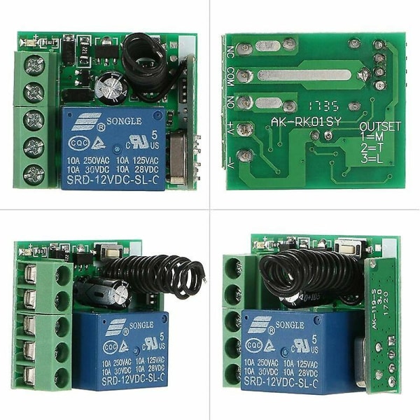 Trådløs fjernkontrollbryter relé sendermottaker 433Mhz DC 12V 1CH Universal fjernkontrollbrytermodul og RF-sender Smart Home Remote Control