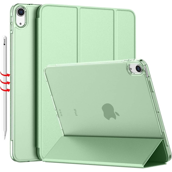 iPad Air 4 Fodral 2020 - iPad Air 4:e generation Fodral 10,9 tum Lätt Smalt Omslag Med Genomskinlig Frostad Hård Bak [stöder Touch ID](matcha Grön