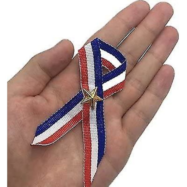 12 Stora Patriotiska Band med Guldstjärna (röd, vit och blå), Lämpliga för Helgdagar och Jul