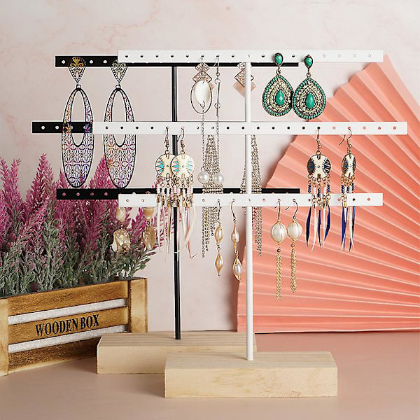 Metallörhänge Display Stativ Smycken Förvaring Vit Svart Halsband Smycken Organizer Hållare Butik Heminredning Kvinna Gåvor