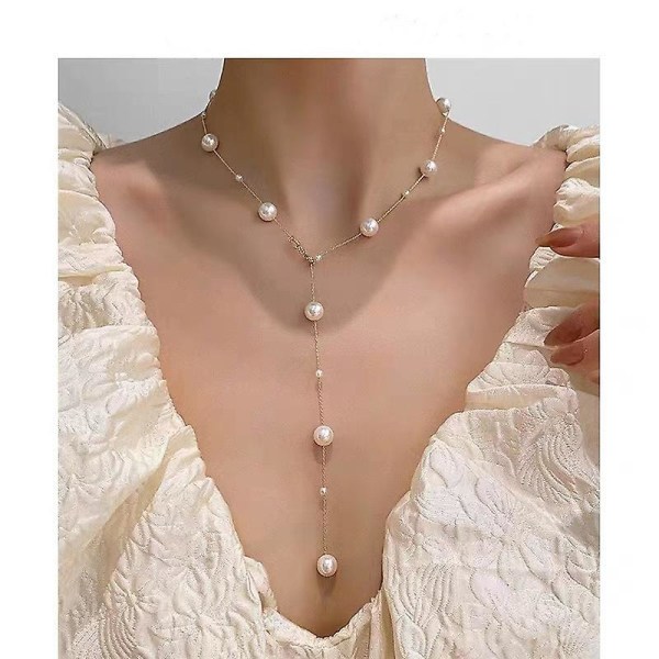 Pearl Choker Delikat justerbart halskjede Pearl Tiny Chain Delikat Mother's Valentine smykker for kvinner jenter
