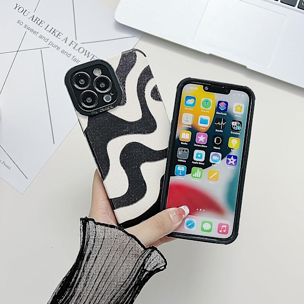 Kompatibel med Iphone 13 Pro Söt Vågmönster Mobilfodral för Kvinnor Flickor Mjuk Tpu Stötskyddande Telefonfodral Zebra Mönster Design Silikonfodral