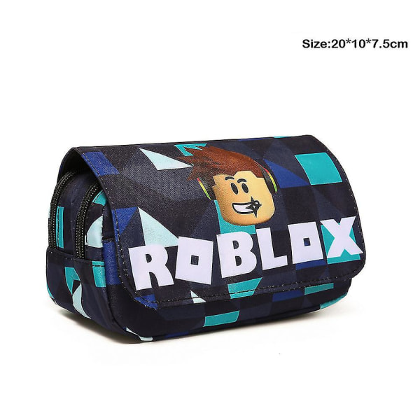 Roblox trykt blyantveske barn skole dobbelt lag penn pose glidelåspose