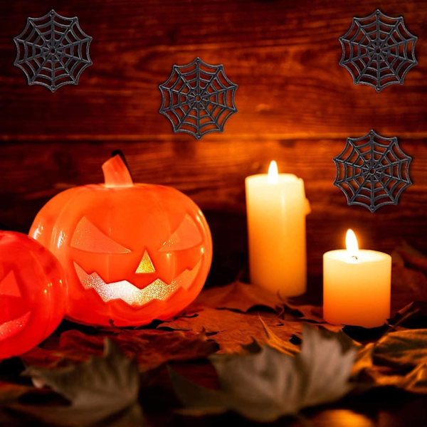 50 st Cobweb-underlägg i Plast, Halloween Party Favoriter (Svart)
