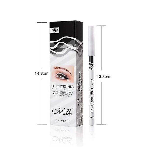 12 st Vit Eyeliner Långvarig Eyeliner Make Up Pennor Lätt Att Färga Liggande Silkworm Pencil